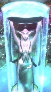The statue of , first high priestess of Elune, is in the Temple of the Moon.