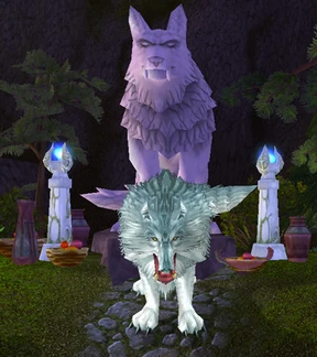 Goldrinn with statue