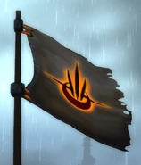 Le drapeau de Gilnéas tel qu'il est représenté dans World of Warcraft