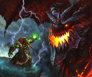 Deathwing i Thrall – grafika z zestawu TCG Twilight of the Dragons.