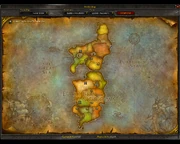 L'emplacement de Quel'Thalas dans l'ancien monde, en partant des Hinterlands à la nage.