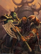 Thrall macht Garrosh (rechts) die Axt seines Vaters zum Geschenk.