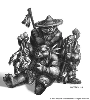 "Hero Races", dessin de Chris Metzen. Groupe de héros incluant un pandaren, un , un  et un  Marteau-Hardi.