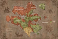 Carte présentant les différentes factions de Draenor à l'époque des Apogides (La région contrôlée par les Apogides est représentée par la couleur jaune)