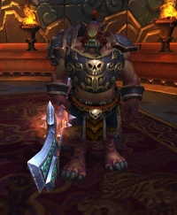 Qiang l'Impitoyable tel qu'il est représenté dans le jeu World of Warcraft : les Brumes de la Pandarie