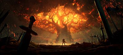 Teldrassil is set ablaze.