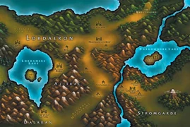 Map of central Lordaeron in Warcraft III.