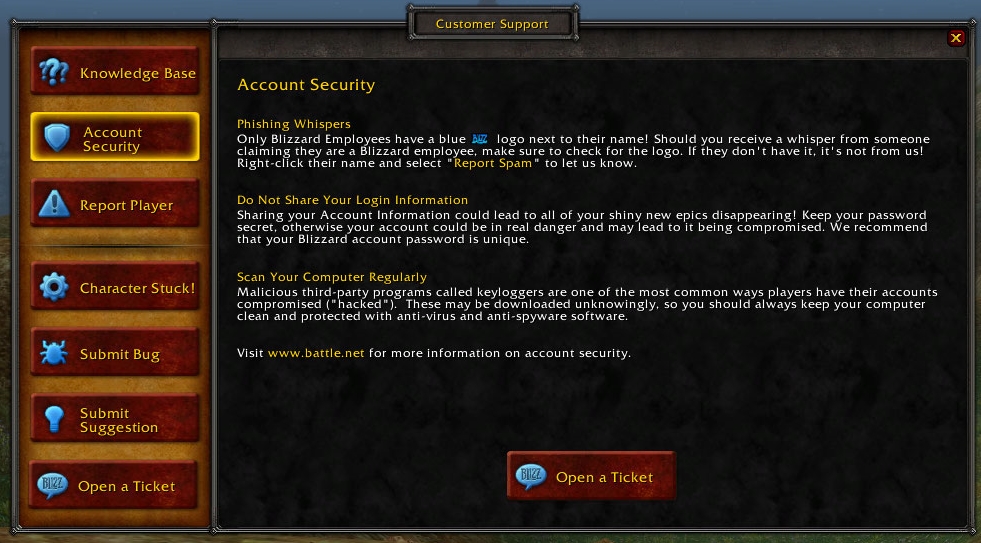 Customer Support - Wowpedia - Your wiki guide to the World of Warcraft