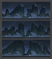 Background mountain shapes.