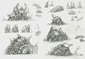 Concept art of draenei structures.