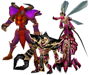 Models of the four different qiraji types.