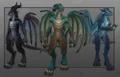 Dracthyr in their natural dracthyr form.