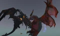Deathwing faces Alexstrasza (in-game).