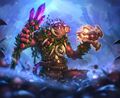 A saurok dinomancer in Hearthstone.