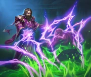 A  raising a corpse into his service.