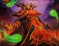 Bloodmage Kael'thas, from the Reign of Fire TCG set.