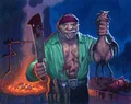 Art of "Cookie" McWeaksauce in TCG, used in Hearthstone to represent Tethys.