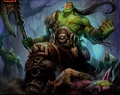 Grom Hellscream standing over Cenarius's corpse.