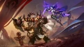 Promotional artwork for Welcome Back Weekend featuring a Highmountain tauren battling a void elf.