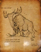 A "Shovel Tusk" (shovelhorn stag). Shovel-shaped tusks for digging through tundra.