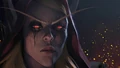 Sylvanas stares down at a wounded Delaryn Summermoon.