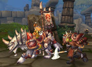 A Horde Wolf Rider patrol, escorted by two Warspear Blood Guard