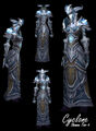 Cyclone Regalia worn by a female draenei.