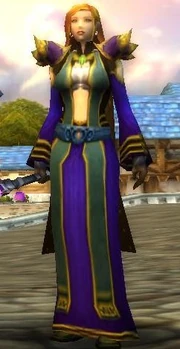 Human female wearing the Robe of Winter Night