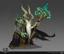 Concept art of the Primus and his staff.
