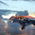 Blue drake with a dragonrider in the Take to the Skies cinematic.