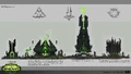 Concept art of Legion ships as mobile fortress towers, alongside soul engines and smaller Legion Structures.