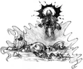 Art from the manual of a Death Knight casting Death and Decay.
