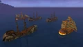 Ships in the Forbidding Sea, off the coast from the unnamed dwarven bunker.