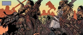 A group of perfect ones with orc captives.