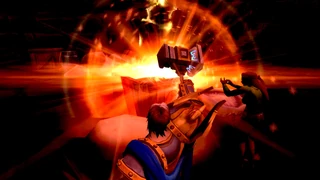 Uther destroying the plagued grain