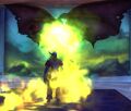 A doomguard exhales fel on his target...
