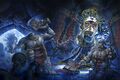 Kel'Thuzad, on the box artwork for the Naxxramas raid deck.