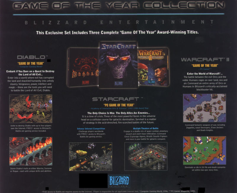 Blizzard bundle Diablo 1 Og, Diablo II, StarCraft, Warcraft Pc