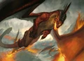 Red drake Ruby Skyrazor in the TCG.