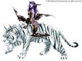 Night elf mounted warrior with a saber cat.