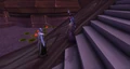 A pilgrim having a discussion with a soulpriest.