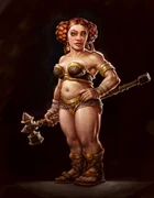 Concept art of a female dwarf.