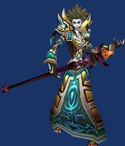 Undead female with the Blessed Qiraji Augur Staff