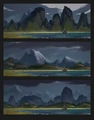 Background mountain shapes.