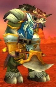 A Tauren male wielding the Dawn's Edge.