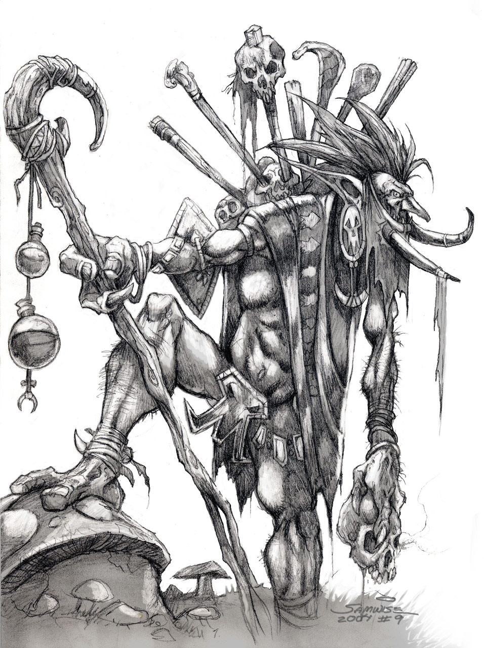 witch doctor drawing