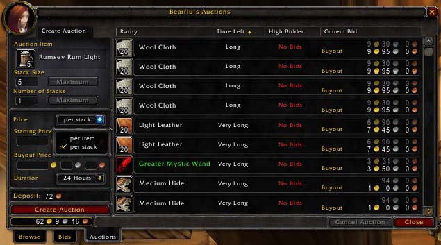 selling items in wow