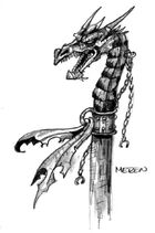 The Dragonmaw clan banner in the Warcraft II manual.