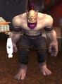 Gray skin and glowing yellow eyes, a Dragonmaw orc (new model).