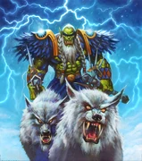 Drek'Thar with Drakan and Duros in Hearthstone.